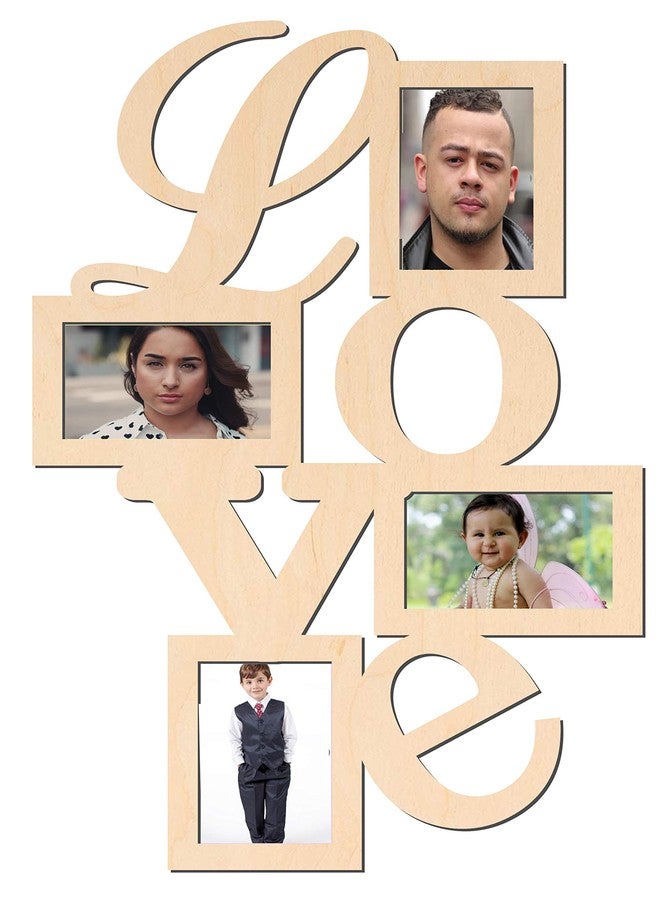 orgner Wooden Love Decorative Picture Photo Frame - Display 4 Photographs ( Overall Approx. Size : 10 inch ) - Image 1
